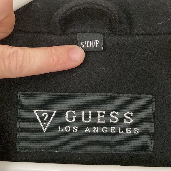 Guess Black Peacoat Double Breasted Wool Blend Coat Jacket Women’s Sz Small - Picture 5 of 10